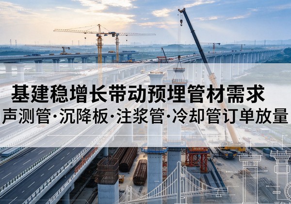 淳化基建稳增长带动预埋监测管材需求，声测管、沉降板、注浆管订单持续放量